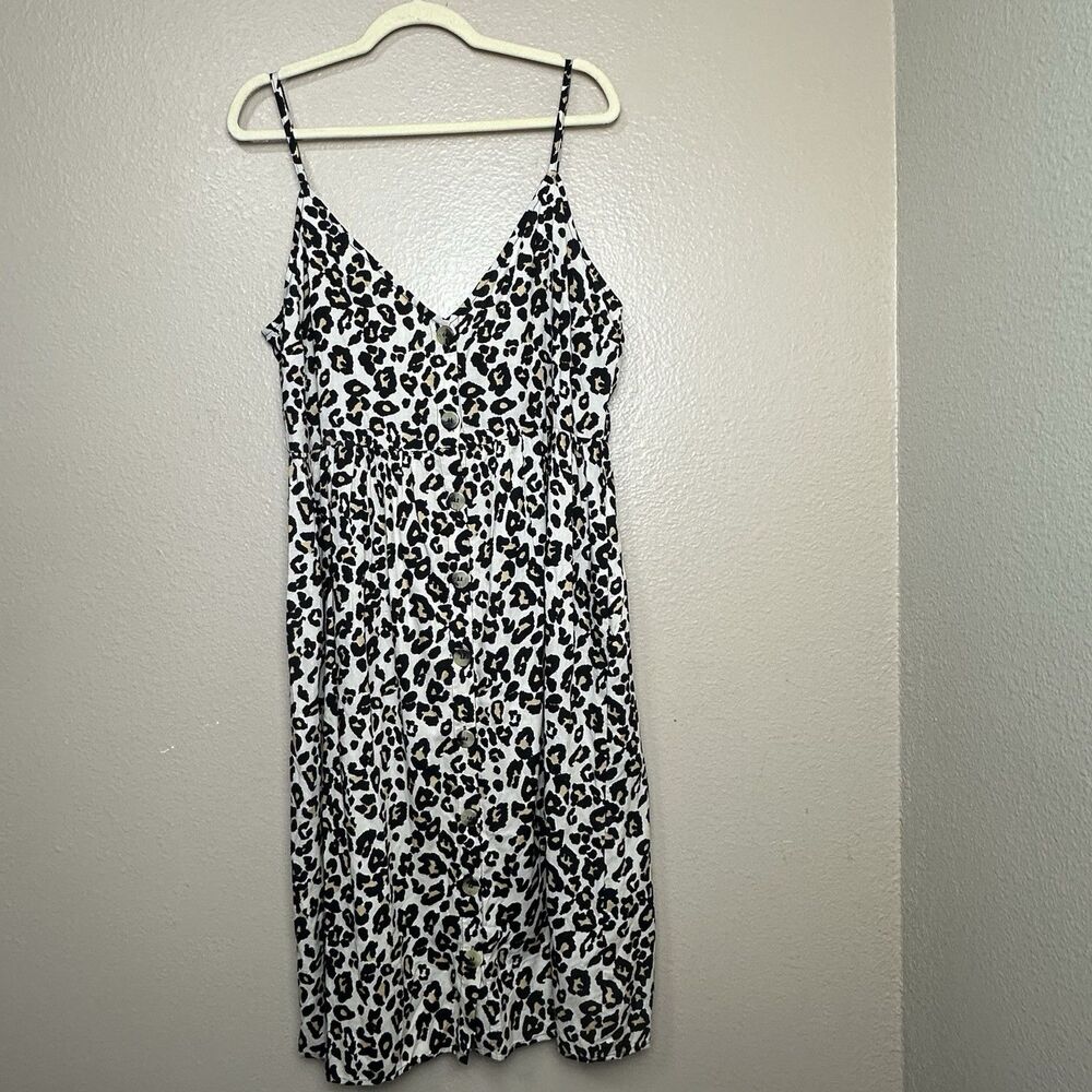 Cheetah Print Sundress Woman’s Size 16 Tie Back  Spaghetti Strap Summer Dress